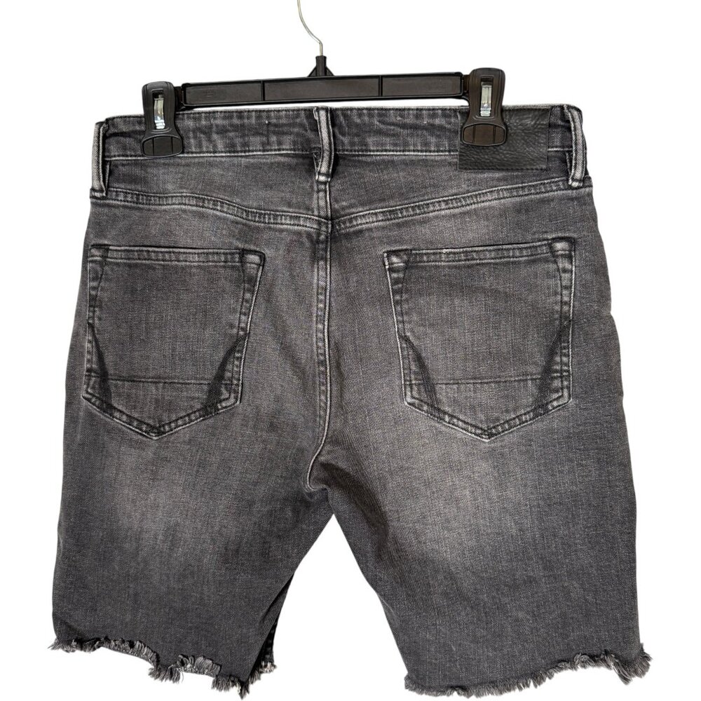 All Saints Men's Switch Faded Black Denim Shorts Button Fly Cut Off 30 - Picture 2 of 6